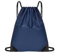 LSNNMU Borsa Da Basket Borsa da basket zaino con coulisse in tessuto Oxford impermeabile cordino posteriore tasca zip for gli sport che viaggiano all'aperto(Deep Blue)