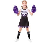 LSNNMU Canotta estiva for bambini da 3 a 12 anni, tuta cheerleader con stampa a lettere, vestibilità aderente, costumi esibizione(Black,110)