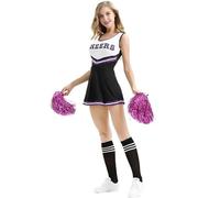 LSNNMU Costume da cheerleader, vestito scolaretta, costumi sexy, costume di Halloween, uniforme sportiva(Black,XXL)