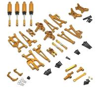 LSNUIND Parti per MJX 14209 14210 1/14 Supporto Mozzo Sterzo in Metallo Superiore Inferiore per Set Braccio Oscillante Ammortizzatore RC Parti Aggiornamento per Auto(Yellow)