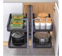 Lsoiup Organizer estraibile for angoli ciechi, organizer for armadietto da cucina a 2 livelli e 4 ripiani, cestello portaoggetti in acciaio al carbonio, organizer estraibile(700)