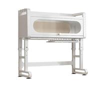 Lsoiup Scolapiatti sopra lavello 2 ripiani con coperchio, grande scolapiatti da cucina con vassoio di scolo, cestello portaoggetti, portautensili, porta tagliere e ganci, bianco