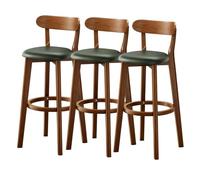 Lsoiup Sgabelli da bar ad altezza bancone con schienale, sgabelli da bar moderni imbottiti con gambe in legno for bancone della cucina, sala da pranzo, set di 1/2/3/4(Dark green-3PCS,Height 51cm)