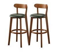 Lsoiup Sgabelli da bar ad altezza bancone con schienale, sgabelli da bar moderni imbottiti con gambe in legno for bancone della cucina, sala da pranzo, set di 1/2/3/4(Dark green-2PCS,Height 61cm)