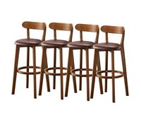Lsoiup Sgabelli da bar ad altezza bancone con schienale, sgabelli da bar moderni imbottiti con gambe in legno for bancone della cucina, sala da pranzo, set di 1/2/3/4(Dark brown-4PCS,Height 81cm)