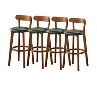 Lsoiup Sgabelli da bar ad altezza bancone con schienale, sgabelli da bar moderni imbottiti con gambe in legno for bancone della cucina, sala da pranzo, set di 1/2/3/4(Dark green-4PCS,Height 51cm)