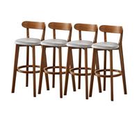 Lsoiup Sgabelli da bar ad altezza bancone con schienale, sgabelli da bar moderni imbottiti con gambe in legno for bancone della cucina, sala da pranzo, set di 1/2/3/4(Light gray-4PCS,Height 71cm)
