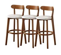 Lsoiup Sgabelli da bar ad altezza bancone con schienale, sgabelli da bar moderni imbottiti con gambe in legno for bancone della cucina, sala da pranzo, set di 1/2/3/4(Off white-3PCS,Height 71cm)