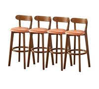 Lsoiup Sgabelli da bar ad altezza bancone con schienale, sgabelli da bar moderni imbottiti con gambe in legno for bancone della cucina, sala da pranzo, set di 1/2/3/4(Light brown-4PCS,Height 61cm)