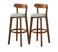 Lsoiup Sgabelli da bar ad altezza bancone con schienale, sgabelli da bar moderni imbottiti con gambe in legno for bancone della cucina, sala da pranzo, set di 1/2/3/4(Light gray-2PCS,Height 61cm)