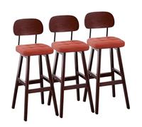 Lsoiup Sgabelli da bar con schienale curvo set da 1/2/3/4, bancone imbottito in pelle PU con gambe in legno massello for isola cucina, bar di casa, ristorante(Brick red-3PCS,Height 78cm)