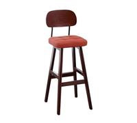 Lsoiup Sgabelli da bar con schienale curvo set da 1/2/3/4, bancone imbottito in pelle PU con gambe in legno massello for isola cucina, bar di casa, ristorante(Brick red-1PCS,Height 58cm)