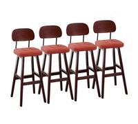Lsoiup Sgabelli da bar con schienale curvo set da 1/2/3/4, bancone imbottito in pelle PU con gambe in legno massello for isola cucina, bar di casa, ristorante(Brick red-4PCS,Height 68cm)
