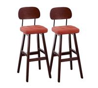 Lsoiup Sgabelli da bar con schienale curvo set da 1/2/3/4, bancone imbottito in pelle PU con gambe in legno massello for isola cucina, bar di casa, ristorante(Brick red-2PCS,Height 68cm)