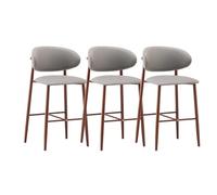 Lsoiup Sgabelli da bar Contrasedia con il retro, Schienale ergonomico, Cuoio sintetico, gambe di legno, sgabelli per Isola della cucina, Assemblaggio facile, grigio(Walnut Legs,3PCS - Height 75cm)