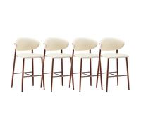 Lsoiup Sgabelli da bar Contrasedia con il retro, Schienale ergonomico, Cuoio sintetico, gambe di legno, sgabelli per Isola della cucina, Assemblaggio facile, Bianco(Walnut Legs,4PCS - Height 65cm)
