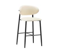 Lsoiup Sgabelli da bar Contrasedia con il retro, Schienale ergonomico, Cuoio sintetico, gambe di legno, sgabelli per Isola della cucina, Assemblaggio facile, Bianco(Black Legs,1PC - Height 75cm)