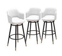 Lsoiup Sgabelli da bar girevoli con schienale, set da 1/2/3/4, sedie da bar imbottite, sgabelli da bancone girevoli moderni in metallo nero stile fattoria for isola cucina, bianchi(3PCS,Height 75cm)
