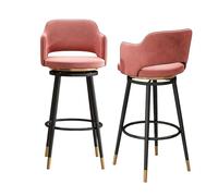 Lsoiup Sgabelli da bar girevoli con schienale, set da 1/2/3/4, sedie da bar moderne imbottite in velluto con struttura in metallo for isola cucina - Rosa(2PCS,Height 75cm)