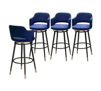 Lsoiup Sgabelli da bar Set di 1/2/3/4 pezzi, sedie da bar imbottite moderne e comode con gambe in metallo/schienale basso for bancone da cucina/pub, blu(4PCS,Height 65cm)