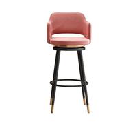 Lsoiup Sgabelli da bar Set di 1/2/3/4, sedie da bar girevoli con schienale e gambe in metallo dorato, sgabelli moderni imbottiti in velluto for isola cucina, sala da pranzo, rosa(1PCS,Height 75cm)