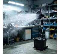 Lsoiup Ventilatore a Nebbia Oscillante 42L - 3 Velocità, Swing 90°, Altezza Regolabile 160-200cm, Raffreddamento per Cantieri e Fabbriche(⌀71cm)