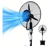 Lsoiup Ventilatore a Piantana con Acqua Nebulizzata da Esterno 42L, Ventilatore Raffrescatore Evaporativo Nebulizzatore 3 Velocità con Ruote, per Magazzino Ristorante Terrazzo Esterno (Diameter 71cm)
