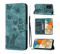 LSPCASA Cover Samsung A23 5G in Pelle PU Premium Con Slot Per Schede - Reticolo Della Farfalla Del Gatto - Verde