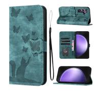 LSPCASA Custodia a portafoglio per Samsung Galaxy S24 FE 6.7 pollici 5G Stand Stand Stand S24 FE Custodia con scomparti per carte di credito Samsung S24 FE/SM-S721B Custodia Gatto Farfalla Custodia in