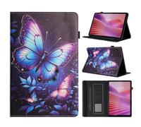 LSPCASA Custodia per Lenovo Tab 10,1 pollici 2025 pollici TB-311FU TB-311XU Folio Flip PU Pelle Protezione Tablet Cover con Supporto Portapenna Case per Lenovo Tab 10,1" Blu Farfalla Morfologica