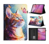 LSPCASA Custodia per Lenovo Tab One 8.7 pollici 2025 TB305FU Custodia Flip Pelle PU Custodia Protettiva con Funzione Stand Porta Penna Wallet Tablet Cover Case per Lenovo Tab One Farfalla Gatto