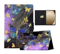 LSPCASA Custodia per Samsung Galaxy Tab A11+/A11 Plus 11 Pollici 2025 Custodia SM-X230 SM-X235 SM-X236B Folio Flip PU Pelle Custodia con Funzione Stand Slot Carte Tablet Custodia Oro Farfalla