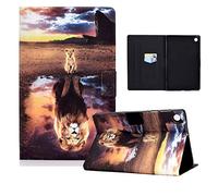 LSPCASA Custodia Per Samsung Galaxy Tab A9 Plus/A9+ SM-X210/X215/X216 Funzione Di Supporto Cover Tablet Samsung A9 Plus Con Slot Per Carte Custodia Tablet Samsung A9 Plus Leone leopardo