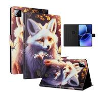 LSPCASA Custodia per Xiaomi Pad 8/Pad 8 Pro 11.2 pollici 2025 Custodia Xiaomi Pad 8/Pad 8 Pro 11.2 "PU Pelle Flip Flip per con slot per carte di credito Wallet Tablet Case Flower Fuchs