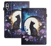 LSPCASA Custodia per Xiaomi Redmi Pad 2 Pro 2025 12.1 Pollici Custodia Xiaomi Redmi Pad 2 Pro 12.1" PU Pelle Flip Case Custodia con Stand Slot Carte Wallet Tablet Cover Gatto Luna