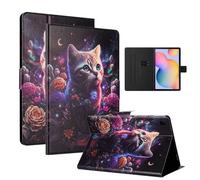 LSPCASA Protettiva Cover Compatibile Con Samsung Galaxy Tab S6 Lite 10.4 Pollici PU Materiale Cover Galaxy Tab S6 Lite Con Slot Per Carte TPU Custodia, Gatto soriano