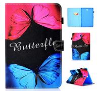 Lspcase Custodia Galaxy Tab S4 10.1 Custodia Wallet Cover in Pelle Portafoglio Flip Supporto Caso Libro con Magnetica e Card Slot per Samsung Galaxy Tab S4 10.1 Pollice SM-T830/T835 Farfalla Blu Rossa
