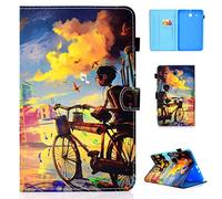 Lspcase Custodia Portafoglio per Samsung Galaxy Tab E 9.6 Pollice SM-T560 / T561 Smart Cover a Libro Pelle Chiusura Magnetica e Carte di Slot Flip Cover with Porta Penna Impression Painting
