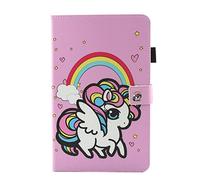 Lspcase Custodia Samsung Tab A6 10.1, Galaxy Tab A6 PU Leather Folio Case, Portafoglio con Silicone Case e Porta Carte per Samsung Galaxy Tab A6 10.1 Pollice SM-T580 T585 2016/2018 Rainbow Unicorno