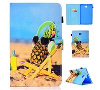 Lspcase Custodia Samsung Tab A6 10.1, Galaxy Tab A6 PU Leather Folio Case, Portafoglio con Silicone Interno Case e Porta Carte per Samsung Galaxy Tab A6 Pollice SM-T580 T585 2016 Ananas e Spiaggia