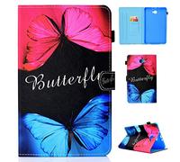 Lspcase Custodia Samsung Tab A6 10.1, Galaxy Tab A6 PU Leather Folio Case, Portafoglio con Silicone Interno Case e Porta Carte per Samsung Galaxy Tab A6 Pollice SM-T580 T585 2016 Farfalla Blu Rossa