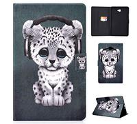 Lspcase Custodia Samsung Tab A6 10.1, Galaxy Tab A6 PU Leather Folio Case, Portafoglio con Silicone Interno Case e Porta Carte per Samsung Galaxy Tab A6 Pollice SM-T580 T585 2016 Baby Leopard