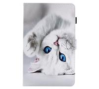 Lspcase Custodia Samsung Tab A6 10.1, Galaxy Tab A6 PU Leather Folio Case, Portafoglio con TPU Interno Case e Porta Carte per Samsung Galaxy Tab A6 Pollice SM-T580 T585 2016 Carino Gatto Bianco