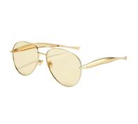 LSQBDFC Occhiali da Sole retrò Dorati per Donna Uomo Oversize in Metallo-Champagne d'oro