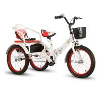 LSQXSS Bicicletta pieghevole a 3 ruote per bambini, triciclo risciò con ruota gonfiabile,cestini anteriori e posteriori,tandem con sedile passeggero posteriore