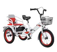 LSQXSS Grandi tricicli a pedali con ruote gonfiabili, bicicletta tandem per bambini dai 3 ai 10 anni, tricicli per bambini con sedile posteriore per il passeggero,bicicletta da crociera a 3 ruote