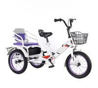 LSQXSS Grandi tricicli a pedali con ruote gonfiabili, bicicletta tandem per bambini dai 3 ai 10 anni, tricicli per bambini con sedile posteriore per il passeggero,bicicletta da crociera a 3 ruote