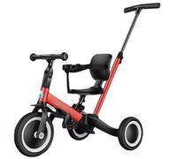 LSQXSS Passeggino triciclo 5 in 1 con maniglia di spinta per i genitori, triciclo con sterzo per i genitori, sedile con cintura, ruote in gomma