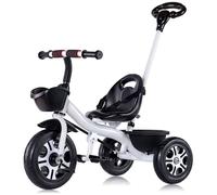 LSQXSS Passeggino triciclo per bambini con maniglia di spinta, tricicli da cavalcare con pedali, sedile regolabile con cintura, bicicletta a 3 ruote, ruote in schiuma