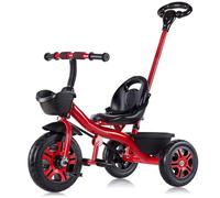 LSQXSS Passeggino triciclo per bambini con maniglia di spinta, tricicli da cavalcare con pedali, sedile regolabile con cintura, bicicletta a 3 ruote, ruote in schiuma